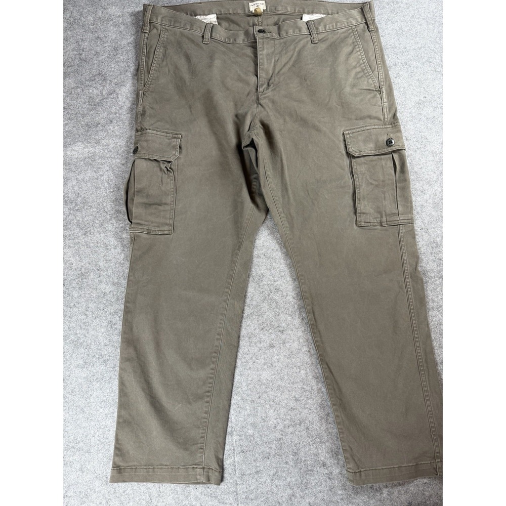 Dockers Mens Cargo Pants 42x30 Brown Khaki Flat Front Athletic Fit Stretch Work